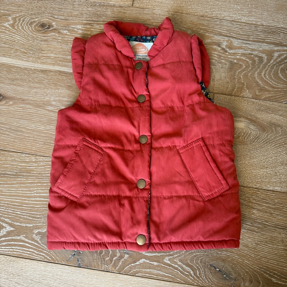 Burnt orange Puffer Vest with Button Closure